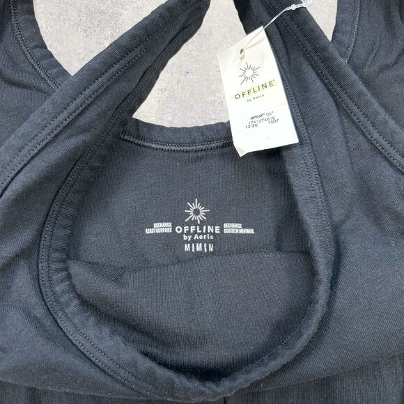 Aerie Recharge Least Support Sports Bar Women’s‎ Medium Black New With Tags - Picture 2 of 5